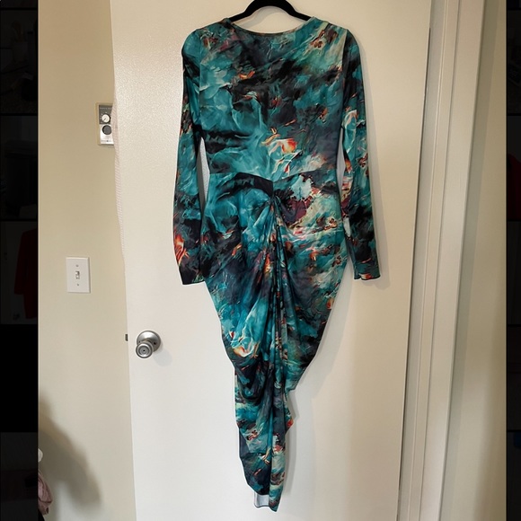 SHEIN COWEL NECK RUCHED MIDI DRESS W/ SLIT. Size US 8/10. Worn once - Picture 5 of 5